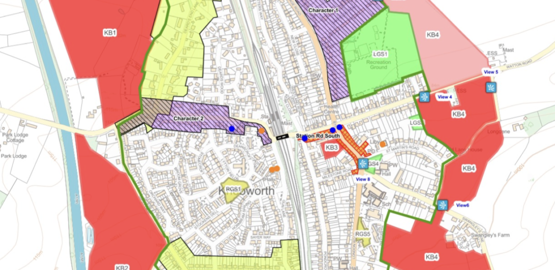 Local Plan sites (red)